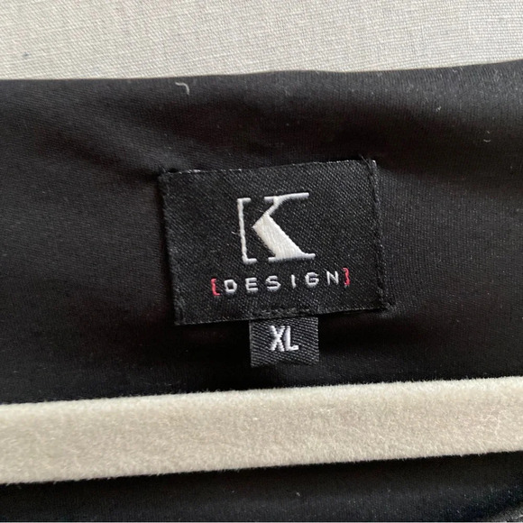 K design belted abstract printed long sleeve midi shift dress Sz XL - Picture 9 of 14